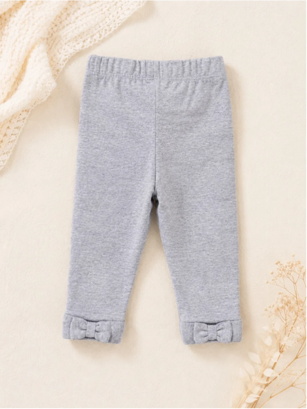 Ralph Lauren Baby Girl Bow-Back Jersey Leggings – Heather Gray – Size 9M